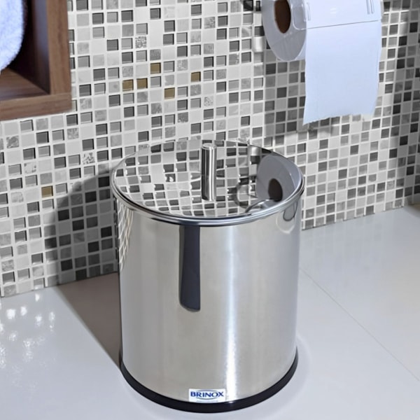 Lixeira Inox Com Tampa Decorline 18cm 5,4L Toilet 3030/202 Brinox-4d246579-3844-42c1-9e7d-f74dd2ca4e70