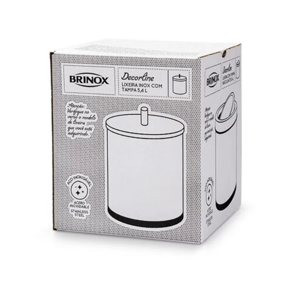 Lixeira Inox Com Tampa Decorline 18cm 5,4L Toilet 3030/202 Brinox-d9434ebb-0ce4-47fb-8fea-e2ca18236627