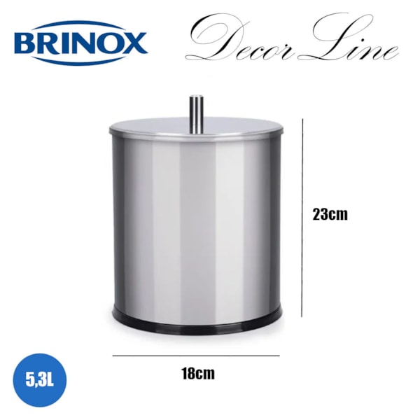 Lixeira Inox Com Tampa Decorline 18cm 5,4L Toilet 3030/202 Brinox-0afcf1e0-6e21-4d1b-ae24-62503b85a7fb