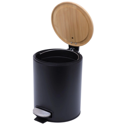 Lixeira Pedal Preta 5L Bambu 9443 Mimo Style-2071e14a-a878-4909-8bf0-fd0e9dbe8ba1