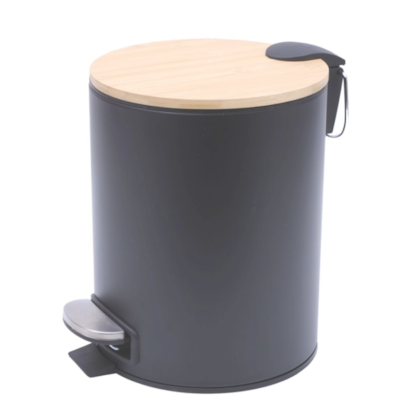 Lixeira Pedal Preta 5L Bambu 9443 Mimo Style-495e57eb-8d51-4257-be3c-4dffb42251a7