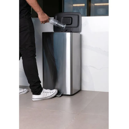 Lixeira Retangular Com Pedal e Balde 40 L Plana Aço Inoxidável Escovado 3073/200 Brinox-44cd517f-fd18-4645-8a1c-d664fe917308