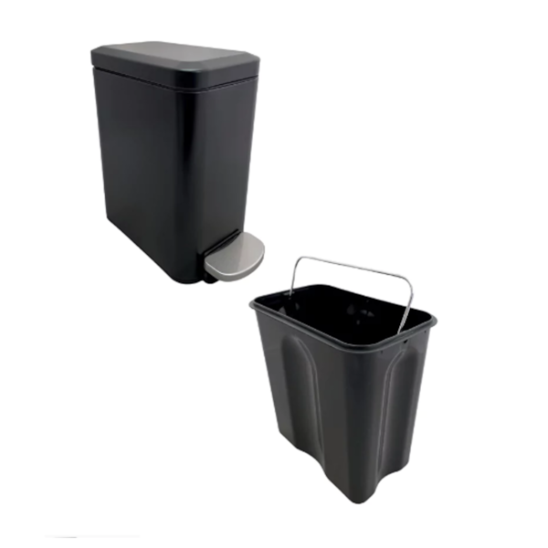 Lixeira Retangular Slim Preta 6L Com Pedal Fechamento Suave Gh116 Globalmix-39a6b4f0-bec6-4eed-a9cd-5e2171011706