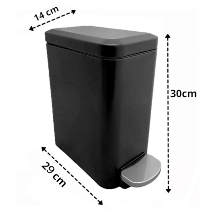 Lixeira Retangular Slim Preta 6L Com Pedal Fechamento Suave Gh116 Globalmix-59ad3953-ba46-4dad-b994-78a31e25c3f2