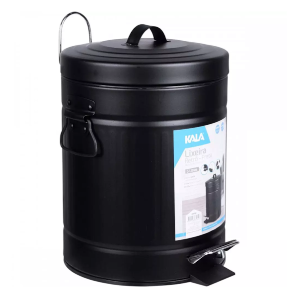 Lixeira Retrô 5L Preta 246181 Kala -b0254929-1521-4613-8471-611f3b8a6fc7