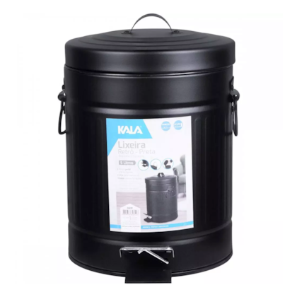 Lixeira Retrô 5L Preta 246181 Kala -2bda6d2d-1c07-404b-a9e7-6d355c9553a2