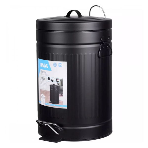 Lixeira Retrô Preta com Balde Removível 12L Kala 246203 KALA-c60e844e-34d4-4d13-958a-25bf08b34214