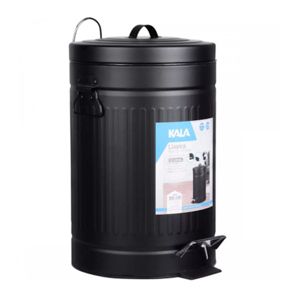 Lixeira Retrô Preta com Balde Removível 12L Kala 246203 KALA-890d216d-5b35-4c86-bee0-e8365a4d8ca9