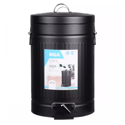 Lixeira Retrô Preta com Balde Removível 12L Kala 246203 KALA-a2962a39-082e-4636-87ff-8856d735d67e