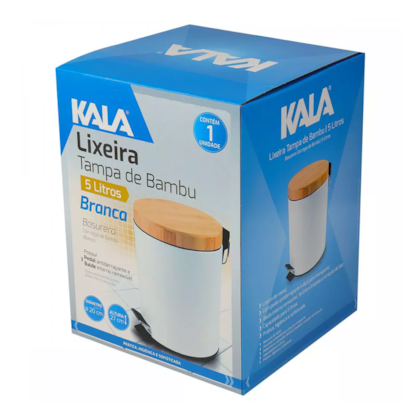 Lixeira Tampa de Bambu Branca 5L 293929 Kala -4fd1ccb1-930b-402d-857c-66e9f699af08