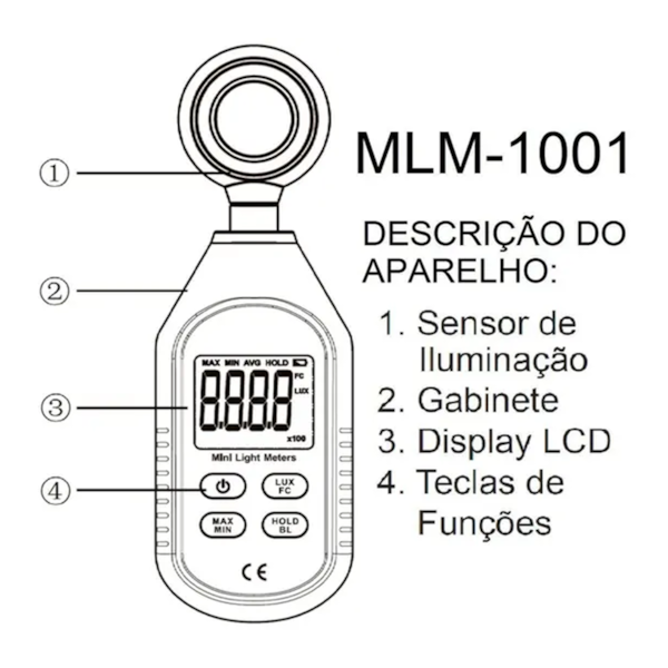Luxímetro Mini Ambiental / linha econômica MLM-1001 Minipa-4d3efccf-7752-41a9-a714-7640d16edb42
