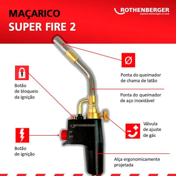 Maçarico Super Fire Butane Automático 35558B Rothenberger 35558B-53de60f0-3202-4625-b01d-32b5829ab13a