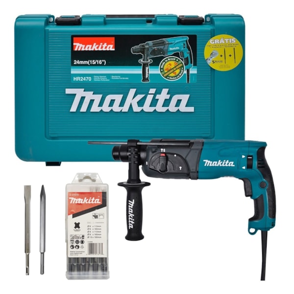 Martelete Perfurador e Rompedor 800W Sds Plus HR2470 Com 5 Brocas Makita-5b50442c-7931-4c2b-b7d5-e32526d10c51