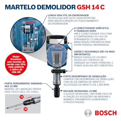 Martelo Demolidor 14,6kg 1750W 220V GSH 14C Bosch-84091760-28dd-410b-acd4-e5419fba15c2