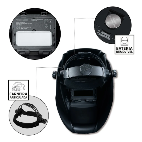 Máscara de Solda Automática Mak Solar 4k MSEA-701 + Bateria e Lentes Supertork-67a1b172-62ce-4410-961f-1234f950b72e