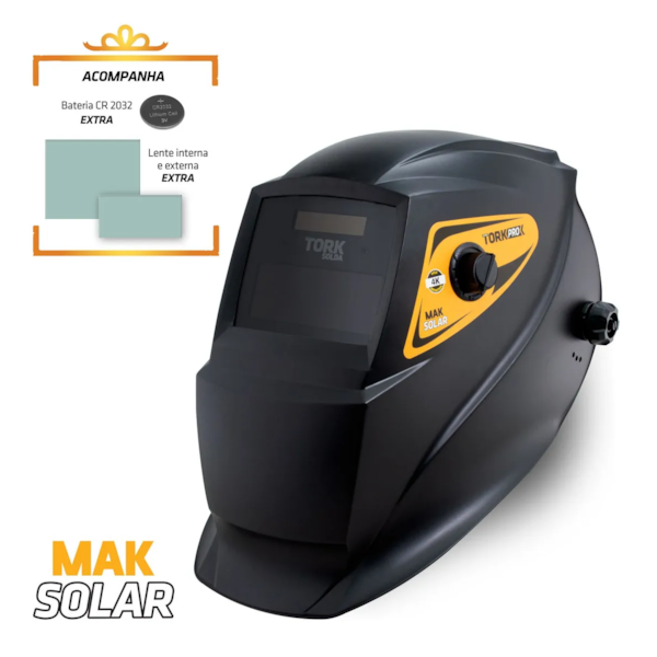 Máscara de Solda Automática Mak Solar 4k MSEA-701 + Bateria e Lentes Supertork-075abaac-c943-4714-8164-78c911f38e62