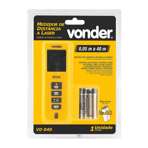 Medidor de distância a laser 40,0m + 2 Pilhas AA VD 040 Vonder-c9824421-bdf1-4f81-b694-10372a34499d