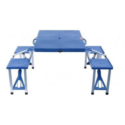 Mesa Dobrável de alumínio azul com 4 banquetas para Camping GH200 Globalmix -f3e6698d-8ee1-44eb-99a1-2c28d15bdd5b