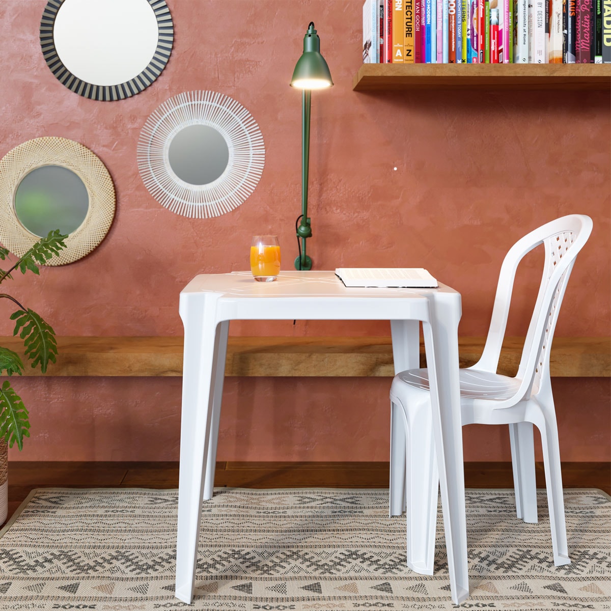 Mesa Quadrada Coruripe 70cm em Polímero Branca Solplast | Ultra