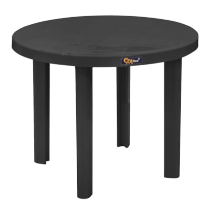 Mesa Redonda Marceneiro 90cm em Polímero Preta Solplast-120772a5-5ff0-4a3c-9128-1f3cb0b5740c