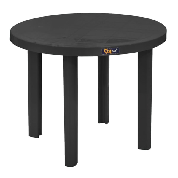Mesa Redonda Marceneiro 90cm em Polímero Preta Solplast-aa4a091a-c710-4337-9ffb-dca36b4c756e