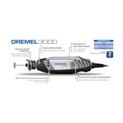Micro Retífica Com 10 Acessórios 3000 Dremel-36c94fc1-ffb0-4826-967b-da46ce94b95a