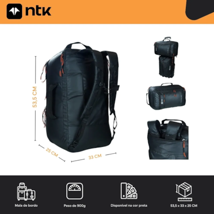 Mochila de Viagem Evoque 40L em Poliéster e Laminação PU 600D Preta 203051-PR Nautika-20f8cadf-1781-4a18-ad02-da8d2693cbfb