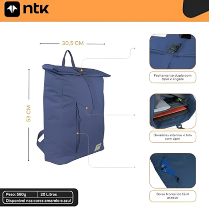 Mochila Foxy 20L em Poliéster Azul 202052-AZ Nautika-4a1c06c0-6dbf-42d2-a3ae-6e24ddc0d7c9