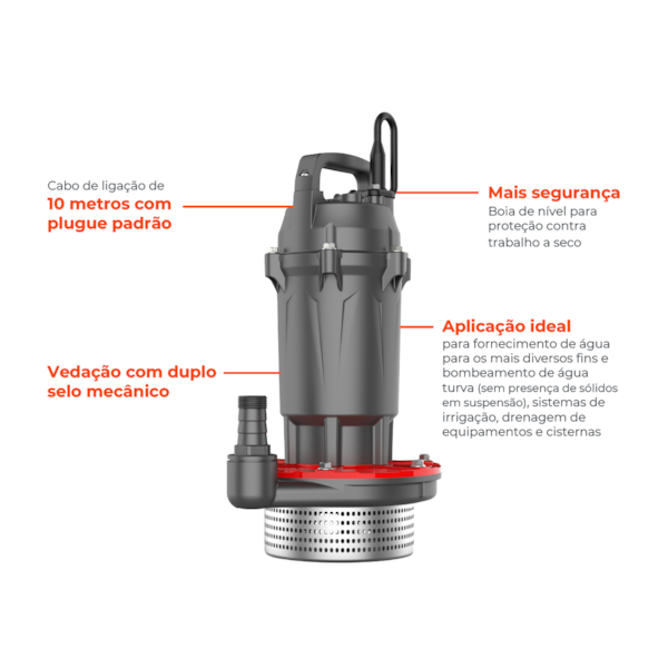 Motobomba Submersível Turva QDX-LA 220V QDX6-18-0,75LA Lepono-8e476080-475c-408d-918b-dcea9b64a325