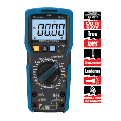 Multímetro Digital 6000 Contagens CAT III 600V ET-2042F Minipa