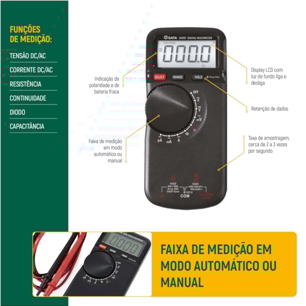 Multímetro Digital Clássico CAT III ST03055 Sata-495cacdd-7f99-4021-83b1-38881dd4d0e8