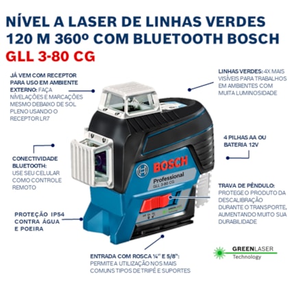 Nível À Laser C/ 3 Linhas Verdes E Receptor Gll 3-80CG Bosch-fa6f83fb-bd41-4bdb-abec-09041c54cf8b