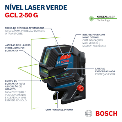 Nível a laser GCL 2-50 G 50 metros com pontos + Tripé BT-150 Bosch-569767e6-2528-4ca5-87ae-cc35f9d30e90