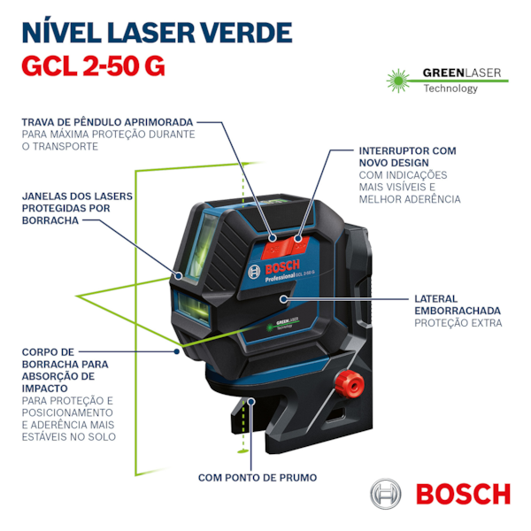 Nível a laser GCL 2-50 G 50 metros com pontos + Tripé BT-150 Bosch-0a25c2db-fd3e-44ea-9f24-bd679a174239