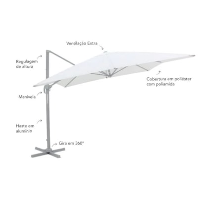 Ombrellone Suspenso Ravello Alumínio 3x4m Branco + Base de 100 Litros C/Rodas 892201 Bel-7f7ffea5-45dc-4ccb-ad13-3fc932e83ca6