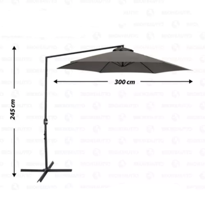 Ombrellone Suspenso Veneza C/ Manivela 3m Cinza 832008 Bel