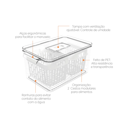 Organizador geladeira 2 cestos cristal dry 10187/3009 Coza-ab3e9e40-8276-4252-a2b9-8a6ed986703c