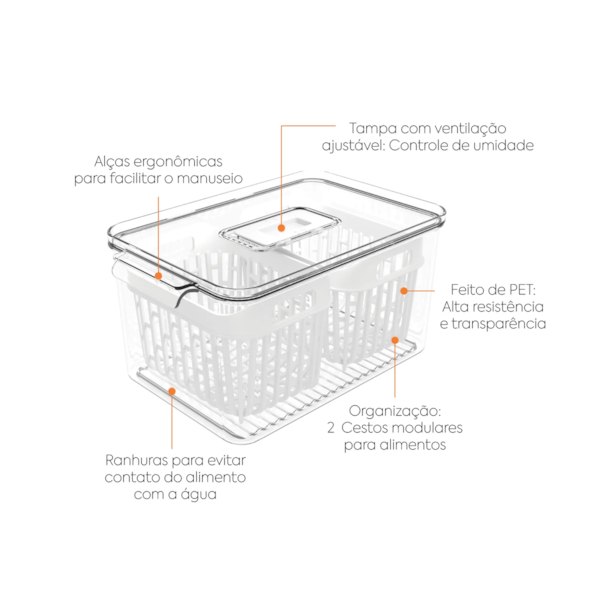 Organizador geladeira 2 cestos cristal dry 10187/3009 Coza-da43fa71-0445-4ce2-bbb9-c5a546e631de