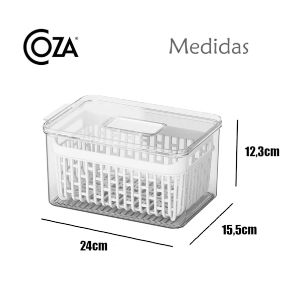 Organizador Para Geladeira Dry Cristal Com Cesto 3,2L Branco 10195/3009 Coza-f8bc52ff-e42a-42ad-9425-19f397d76bc9