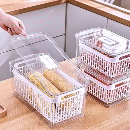 Organizador Para Geladeira Dry Cristal Com Cesto 6,0L Branco 10196/3009 Coza-d4b05076-f3ab-44af-b385-2f2d681c3473