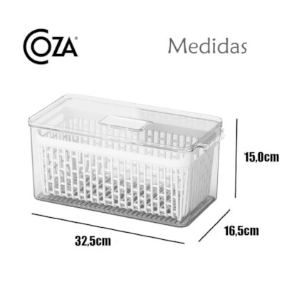 Organizador Para Geladeira Dry Cristal Com Cesto 6,0L Branco 10196/3009 Coza-f7e58396-29b5-4921-a77c-f8dd15ccb86f
