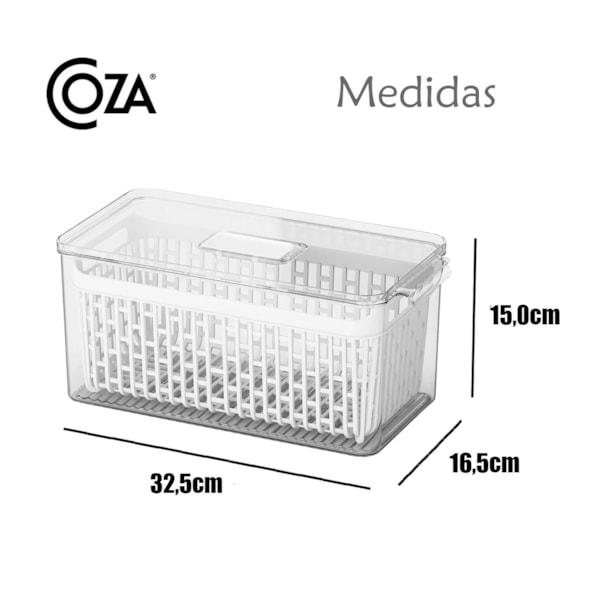 Organizador Para Geladeira Dry Cristal Com Cesto 6,0L Branco 10196/3009 Coza-4e8ff749-66c1-4922-8cc5-6f22e414b4ff