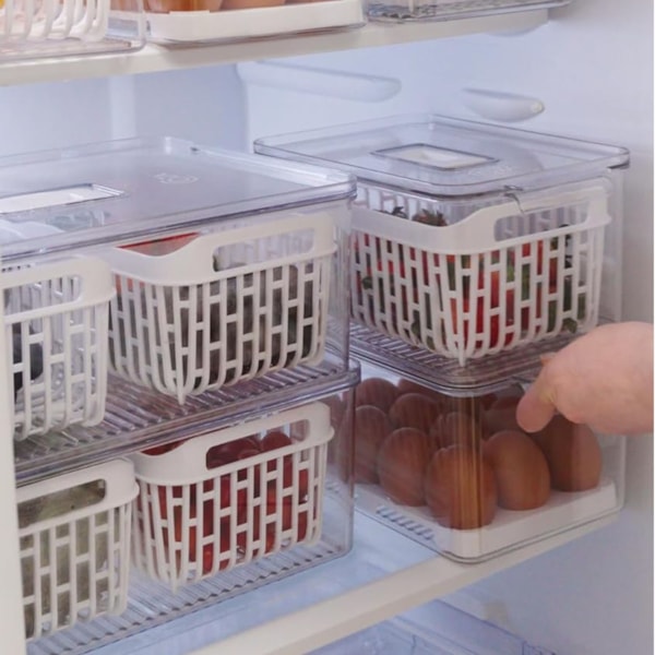 Organizador Para Geladeira Dry Cristal Com Cesto Double 6,7L Branco 10197/3009 Coza-d298fde2-5bb5-4596-a486-7372a5d04c02