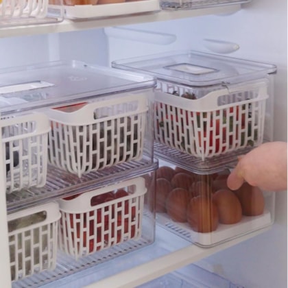 Organizador Para Geladeira Dry Cristal Com Cesto Double 6,7L Branco 10197/3009 Coza-85147faa-634e-4ed1-9d18-40186eeae452