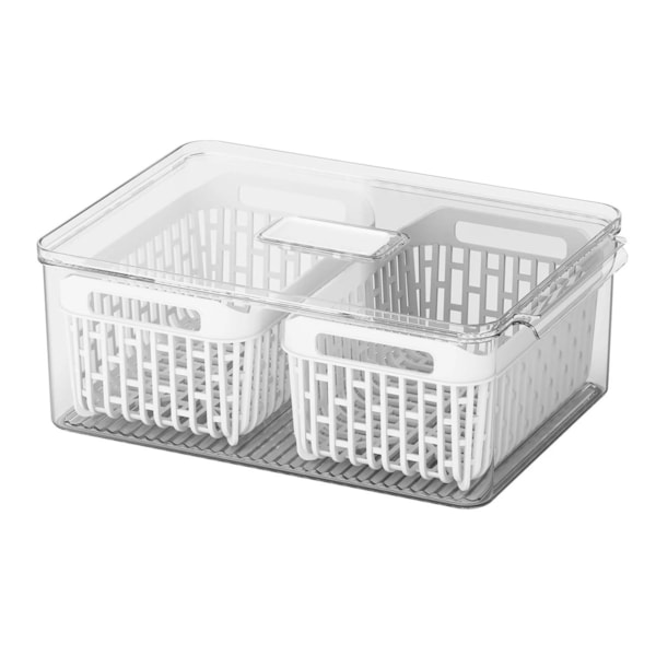 Organizador Para Geladeira Dry Cristal Com Cesto Double 6,7L Branco 10197/3009 Coza-1ca2e4b5-080b-4a10-8964-12bbae9efe50