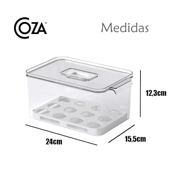 Organizador Para Ovos Dry Cristal Com Tampa Até 24un. Branco 10198/3009 Coza-475ff73e-7f01-4545-99ac-5e4b5f68ae5f