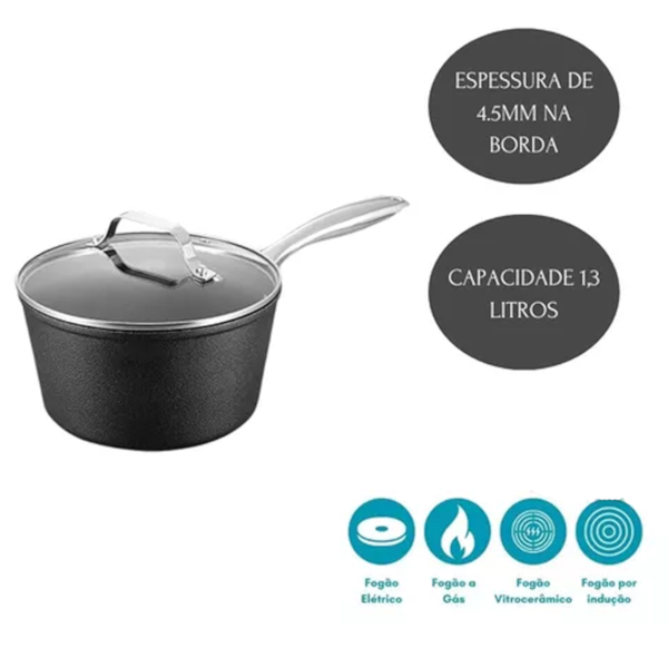 Panela Black Rock em Alumínio Indução 16cm 1,3L Preta 10033 Mimo Style-23c897cb-3094-4127-8135-cb93baf4d37a