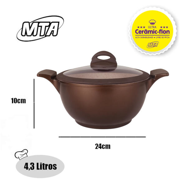 Panela Caçarola Belga Cerâmic-Flon 24cm 4,3L Com Fundo De Indução 8441 MTA-cf20c730-7a46-424d-a1b1-4089e63b8255