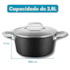 Panela Caçarola Black Rock em Alumínio Indução Fundo Triplo 20cm 2,8L Preta 10035 Mimo Style