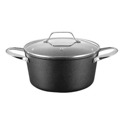 Panela Caçarola Black Rock em Alumínio Indução Fundo Triplo 20cm 2,8L Preta 10035 Mimo Style